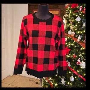 Grace Karin Red and Black Checkered Sweater 🎄